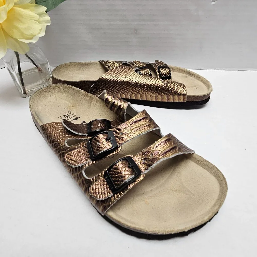Birkenstock Women's Metallic Bronze Triple-strap Sandals